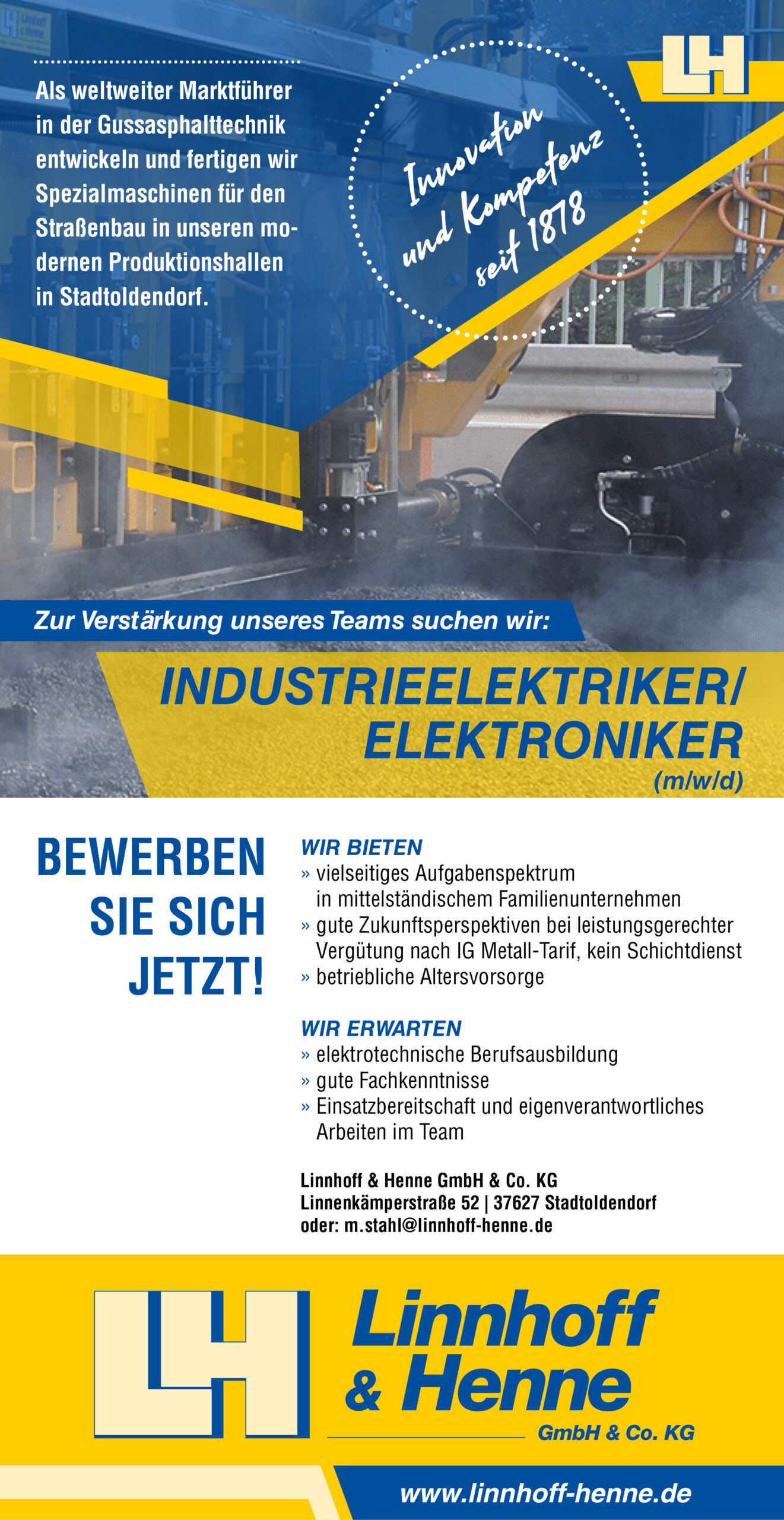 Stellenanzeige Industrieelektriker / Elektroniker (m/w/d)